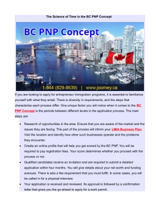 The Science of Time in the BC PNP Concept