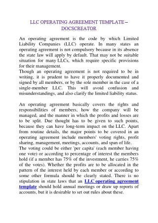 DocsCreator – Online LLC Operating Agreement Template