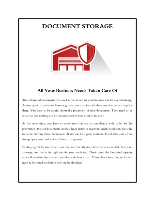 Document Storage All Your Business Needs Taken Care Of