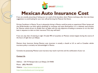 Mexican Auto Insurance Cost