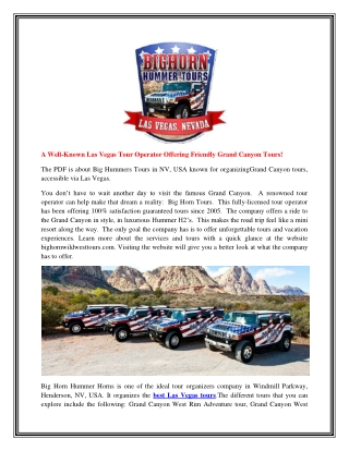 A Well-Known Las Vegas Tour Operator Offering Friendly Grand Canyon Tours!