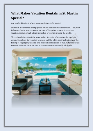 What Makes Vacation Rentals in St. Martin Special?