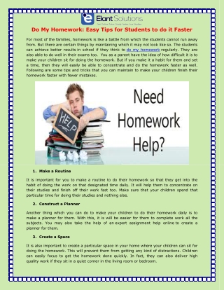 Do My Homework: Easy Tips for Students to do it Faster