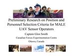 Preliminary Research on Position and Personnel Selection Criteria for MALE UAV Sensor Operators