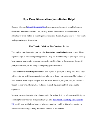 How Does Dissertation Consultation Help?