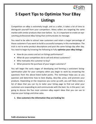 5 Expert Tips to Optimize Your eBay Listings