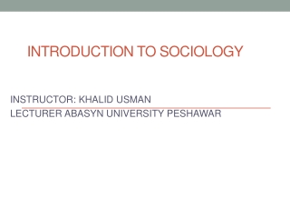 INTRODUCTION TO SOCIOLOGY