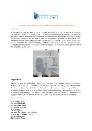 Comprehensive Report on Ophthalmic Laser Market
