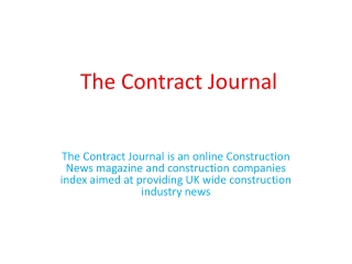 The Contract Journal is an online Construction News magazine