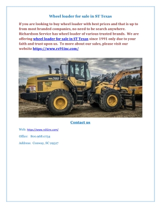 wheel loader for sale in ST Texas