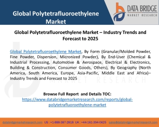 Global Polytetrafluoroethylene Market – Industry Trends and Forecast to 2025
