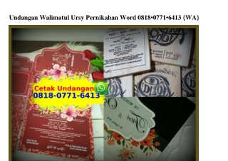 Undangan Walimatul Ursy Pernikahan Word O8I8O77I64I3[wa]