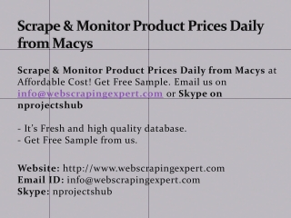 Scrape & Monitor Product Prices Daily from Macys