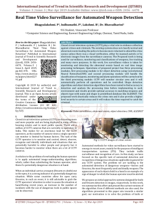 Real Time Video Surveillance for Automated Weapon Detection