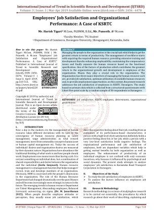 Employees' Job Satisfaction and Organizational Performance A Case of KSRTC