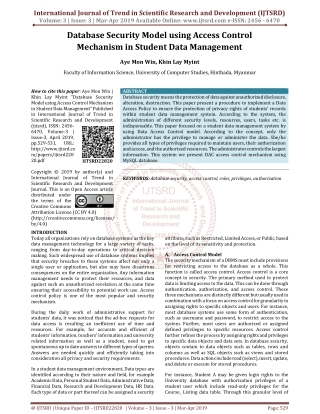Database Security Model using Access Control Mechanism in Student Data Management