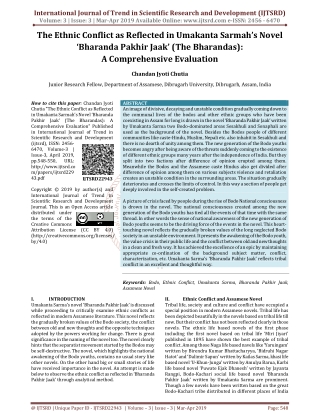 The Ethnic Conflict as Reflected in Umakanta Sarmah's Novel"Bharanda Pakhir Jaak' The Bharandas A Comprehensive Evaluati