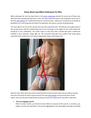 Know about sexy Bikini Underwear for Men