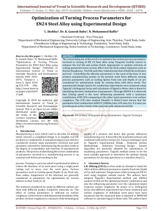 Optimization of Turning Process Parameters for EN24 Steel Alloy using Experimental Design