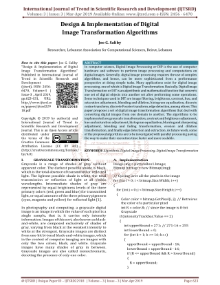 Design and Implementation of Digital Image Transformation Algorithms