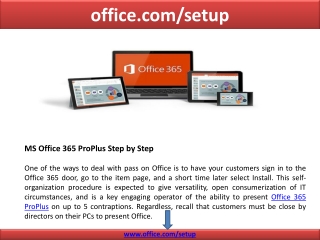 MS Office 365 ProPlus Step by Step - Office.com/setup