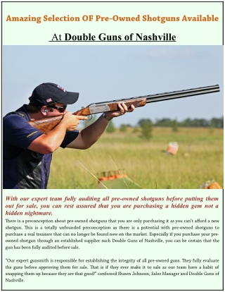 Amazing Selection of Pre-Owned Shotguns Available At Double Guns of Nashville