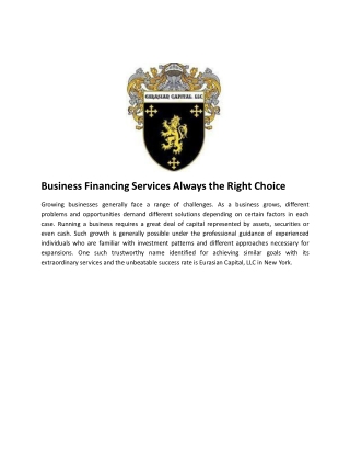 Business Financing Services in New York