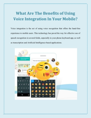 What Are The Benefits of Using Voice Integration In Your Mobile?