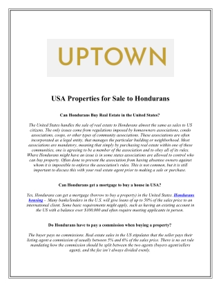 USA Properties for Sale to Hondurans