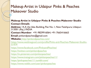 Makeup Artist in Udaipur Pinks & Peaches Makeover Studio