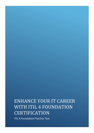 Enhance Your IT Career with ITIL 4 Foundation Certification