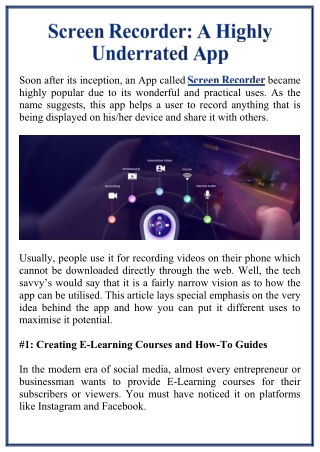 Screen Recorder | A Highly Underrated App