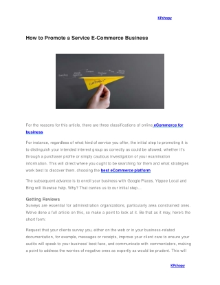 How to Promote a Service E-Commerce Business