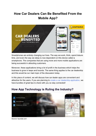 How Car Dealers Can Be Benefited From the Mobile App?