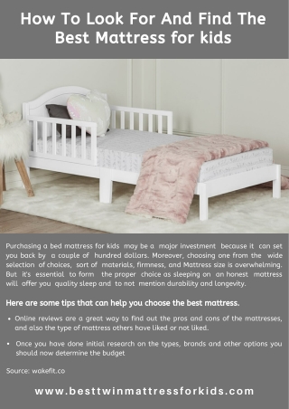 How To Look For And Find The Best Mattress for kids