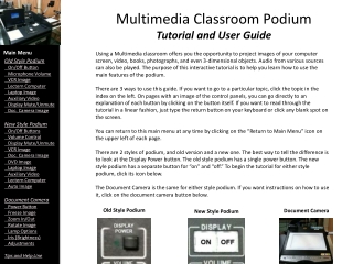 Multimedia Classroom Podium Tutorial and User Guide