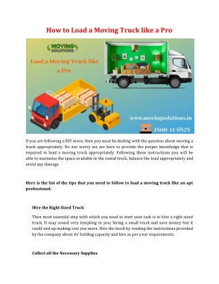 How to Load a Moving Truck like a Pro