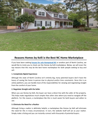 Reasons Homes by Kelli is the Best NC Home Marketplace