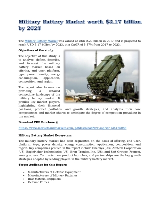 Military Battery Market worth $3.17 billion by 2023