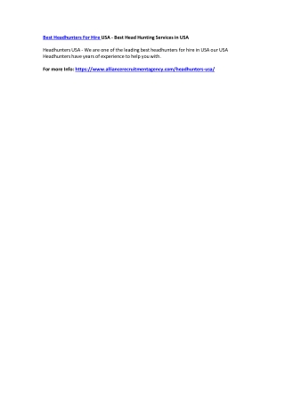 Best Headhunters For Hire USA - Best Head Hunting Services in USA