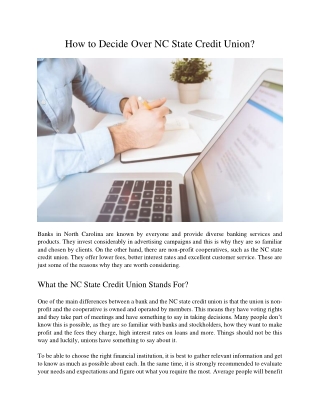 How to Decide Over NC State Credit Union?