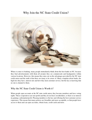 Why People Should Consider Joining a NC State Credit Union?