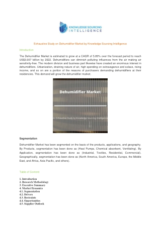 Comprehensive Report on Dehumidifier Market