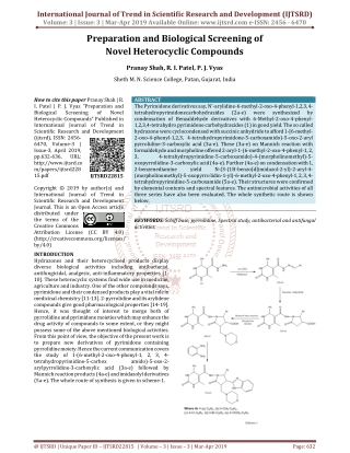 Preparation and Biological Screening of Novel Heterocyclic Compounds