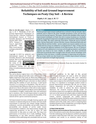 Reliability of Soil and Ground Improvement Techniques on Peaty Clay Soil - A Review