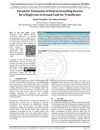 Parameter Estimation of Neutral Grounding Reactor for a Single Line to Ground Fault for Transformer