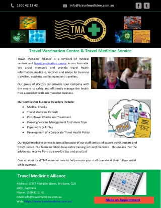 Travel Vaccination Centre & Travel Medicine Service