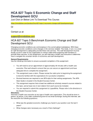 HCA 827 Topic 5 Economic Change and Staff Development GCU