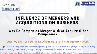 Influence of Mergers and acquisitions on business- TutorsIndia.com for my business and management assignment writing hel