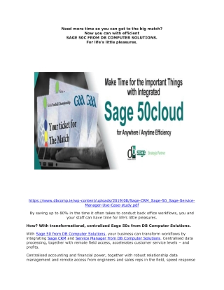 Now you can with efficient SAGE 50C FROM DB COMPUTER SOLUTIONS